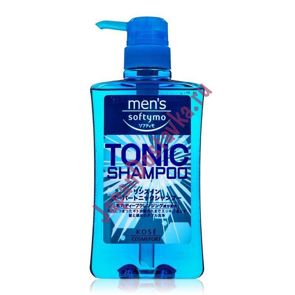 Мужской тонизирующий шампунь для волос с цитрусовым ароматом Mens Softymo Tonic Shampoo, KOSE COSMEPORT 550 мл (диспенсер)