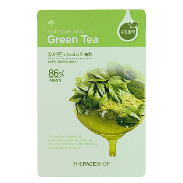 Тканевая маска для лица с экстрактом зеленого чая Real Nature Green Tea Face Mask, THE FACE SHOP   20 г