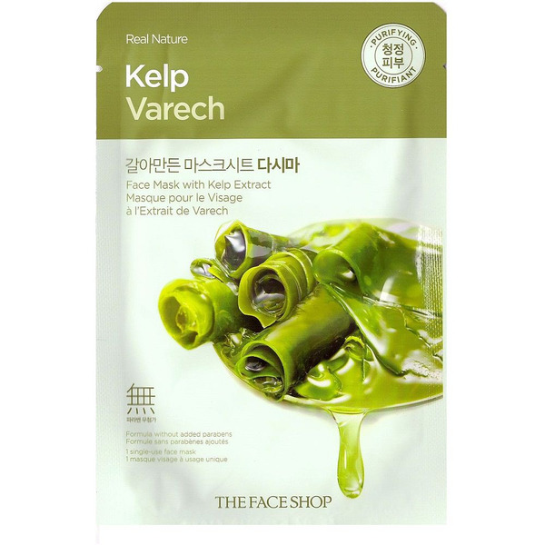 Тканевая маска для лица с экстрактом ламинарии Real Nature Kelp Face Mask, THE FACE SHOP   20 г