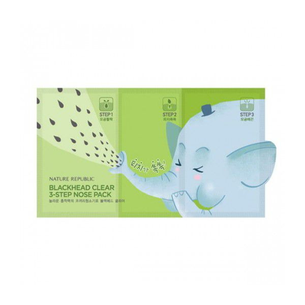 Трехступенчатые очищающие полоски против черных точек Blackhead Clear 3-Step Nose Pack, NATURE REPUBLIC   1 шт