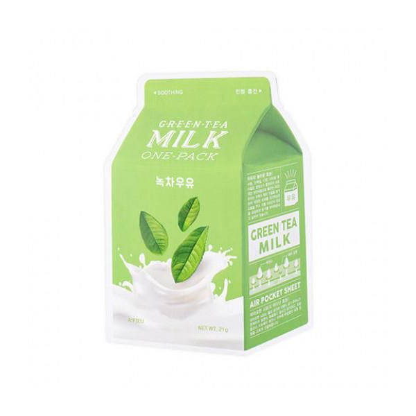 Маска для лица тканевая Green Tea Milk One-Pack, APIEU   21 мл