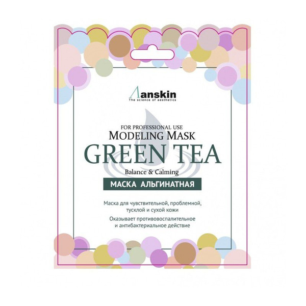 Успокаивающая альгинатная маска с экстрактом зеленого чая Green Tea Modeling Mask Refill, ANSKIN   25 г (саше)