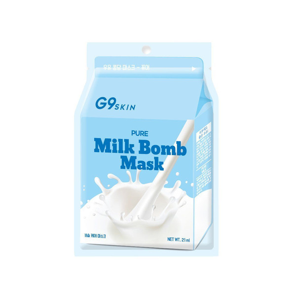 Тканевая маска для лица с молочной эссенцией G9 Skin Milk Bomb Mask Pure, BERRISOM   21 мл