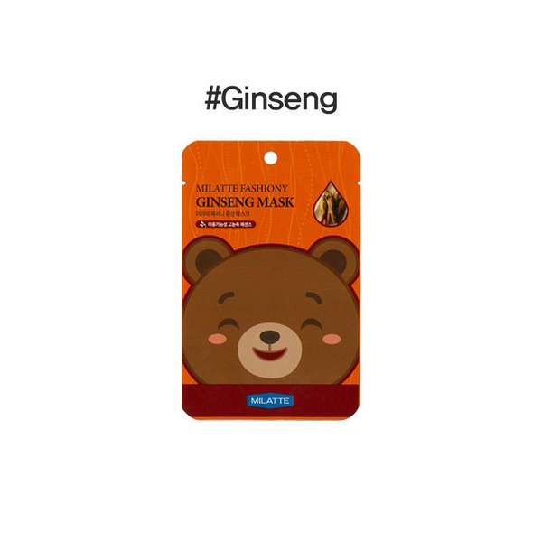 Маска тканевая с экстрактом красного женьшеня Fashiony Ginseng Mask Sheet, MILATTE   21 г