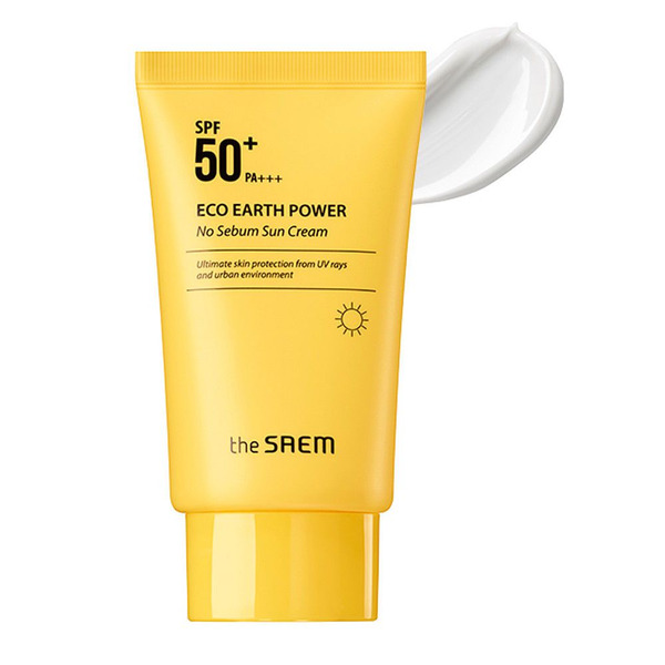 Крем солнцезащитный для жирной кожи лица SPF50  Eco Earth Power No Sebum Sun Cream, THE SAEM   50 г