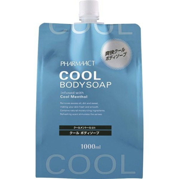 Охлаждающий гель для душа для мужчин Pharmaact Cool Body Soap с ментолом, KUMANO  1000 мл (запасной блок)