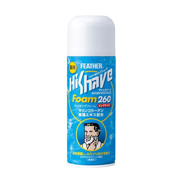 Пена для бритья с морским коллагеном и экстрактом водорослей HiShave Marinestage Foam, FEATHER  260 г