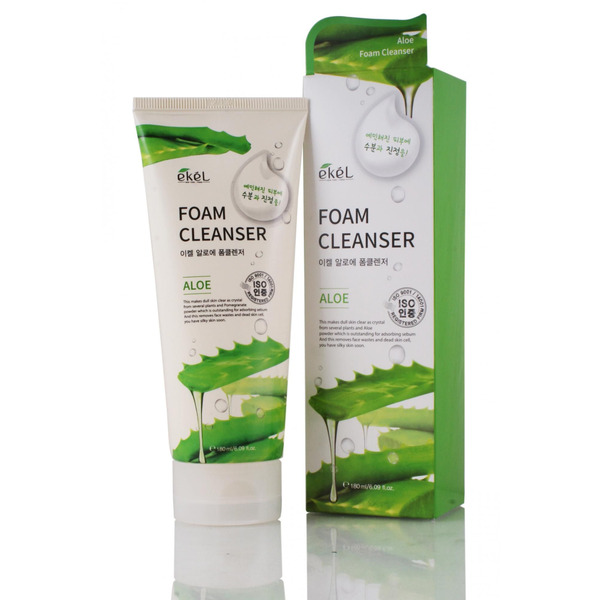 Освежающая и успокаивающая пенка для умывания с экстрактом алоэ Aloe Foam Cleanser, EKEL   180 мл