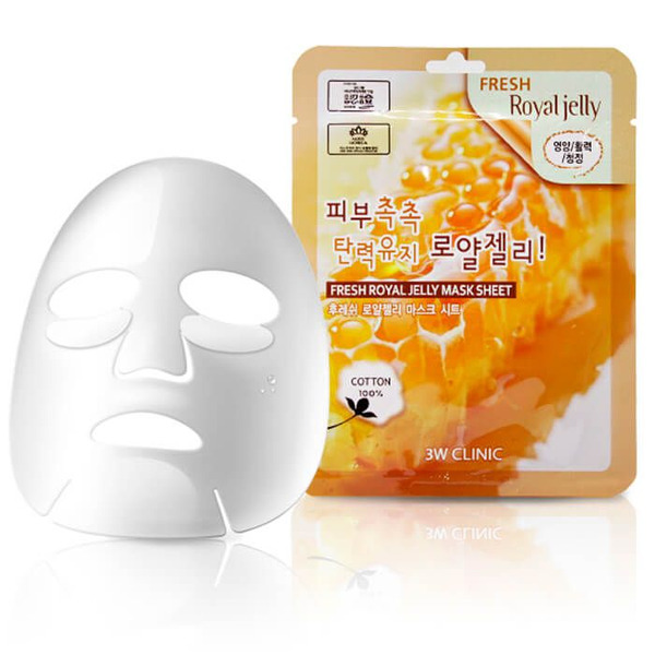 Тканевая маска для лица с экстрактом маточного молочка Fresh Royal Jelly Mask Sheet, 3W CLINIC   23 мл