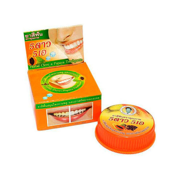 Травяная отбеливающая зубная паста с экстрактом папайи Herbal Clove & Papaya Toothpaste, 5 STAR COSMETIC  25 г