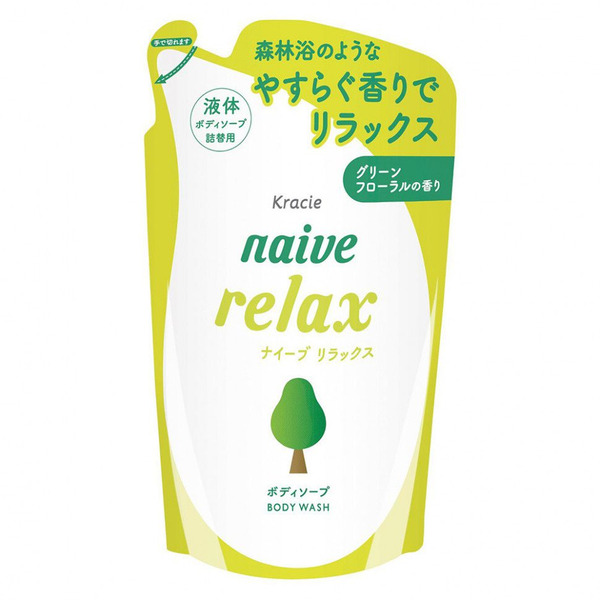 Мыло жидкое для тела с расслабляющим ароматом зелени и цветов Naive, KRACIE  (сменная упаковка) 380 мл