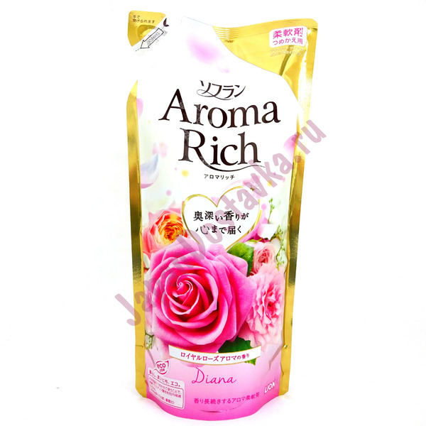 Кондиционер для белья с богатым ароматом натуральных масел Diana Soflan Aroma Rich, LION  (мягкая упаковка) 430 мл