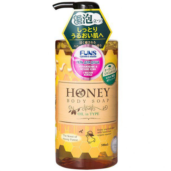 Жидкое мыло для тела (гель для душа) с экстрактом меда и медового леса Honey, DAIICHI  500 мл