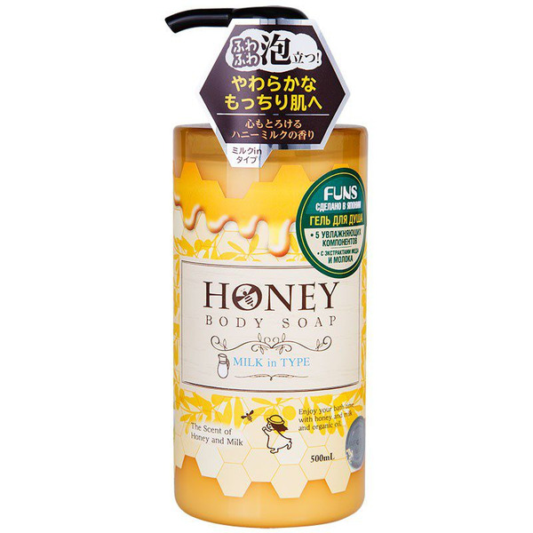Гель для душа увлажняющий с экстрактом меда и молока FUNS Honey Milk, DAIICHI  500 мл