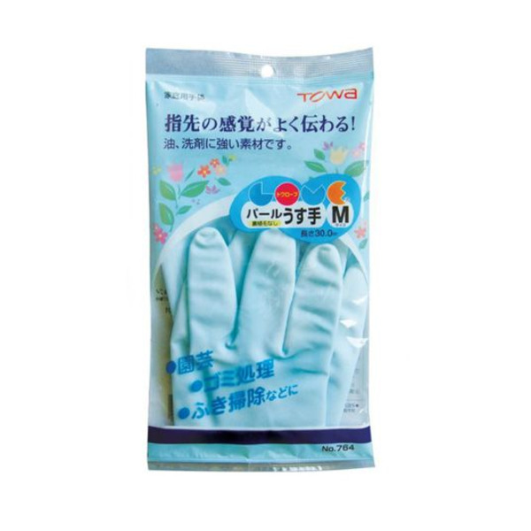 Виниловые перчатки без покрытия внутри, TOWA  (M, цвет голубой)