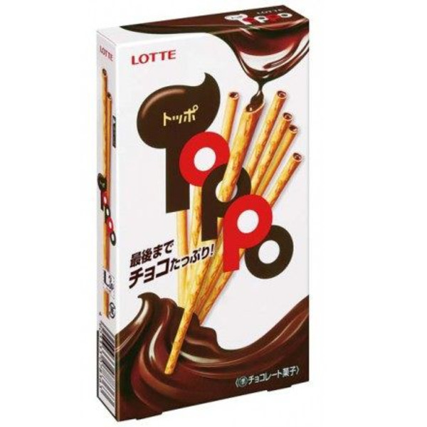 Палочки бисквитные с шоколадной начинкой Toppo (молочный шоколад), LOTTE   36 г