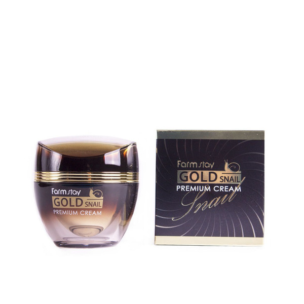 Премиальный крем для лица с золотом и экстрактом муцина улитки с осветляющим эффектом Gold Snail Premium Cream, FARMSTAY   50 мл