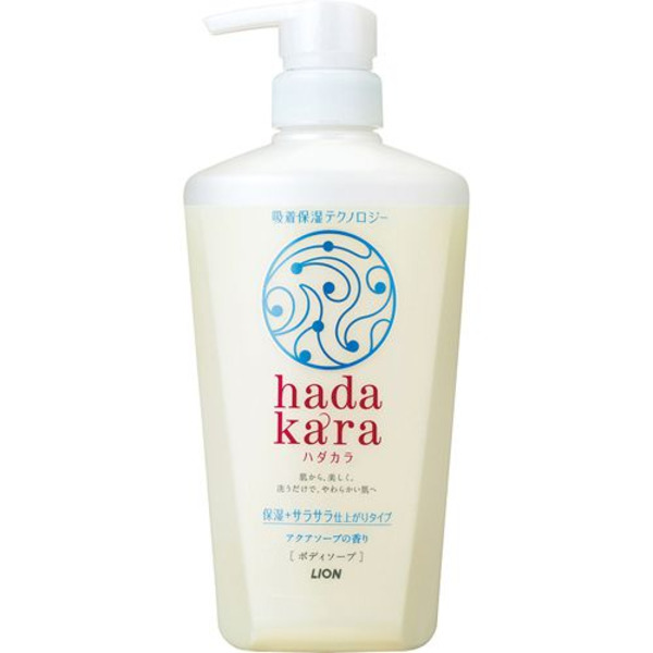 Увлажняющее жидкое мыло для тела с освежающим водным ароматом мыла Hadakara, LION  480 мл (дозатор)