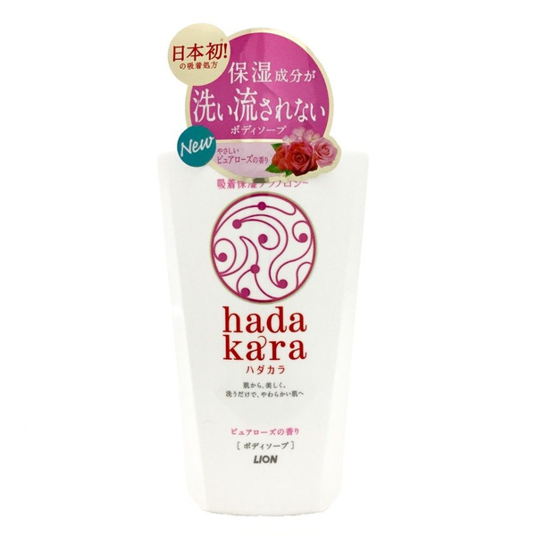 Увлажняющее жидкое мыло для тела с великолепным ароматом розы и сочных красных ягод Hadakara, LION  500 мл
