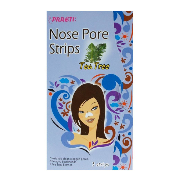 Очищающие поры стрипы (пластыри) для носа с экстрактом чайного дерева Prreti Nose Pore Strips Tea Tree, ADWIN   1 уп (3 шт)