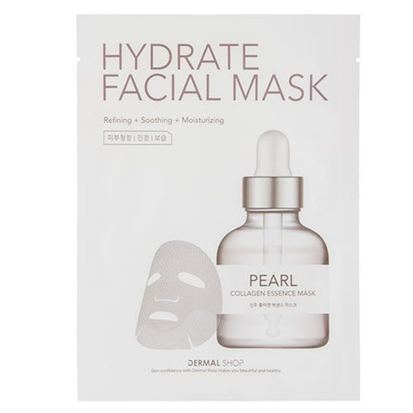 Инновационная коллагеновая маска для лица с комплексом аминокислот, витаминов, пептидов и жемчужной пудрой Pearl Collagen Essence Mask, DERMAL SHOP   25 г