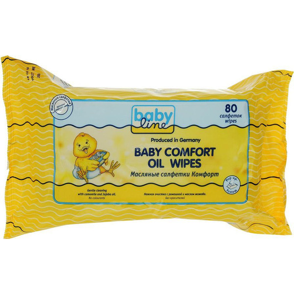 Детские масляные салфетки Комфорт уход за кожей  в области подгузника BABYLINE  80 шт.