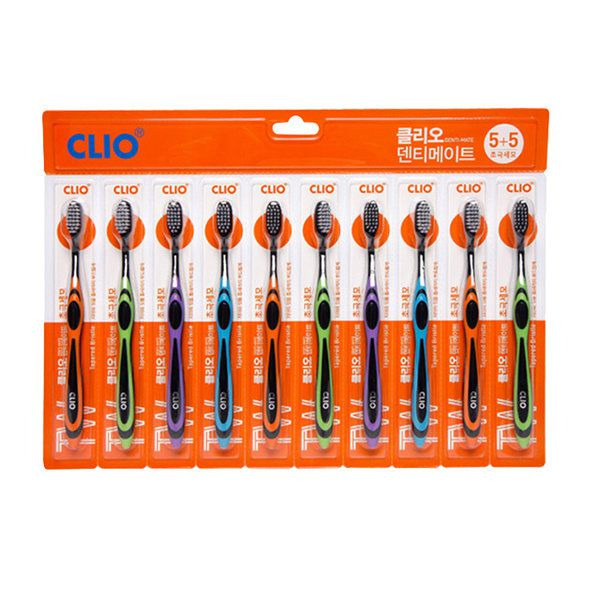 Набор зубных щеток с мягкой двухуровневой щетиной Denti-Mate 5+5 Ultra, CLIO   10 шт