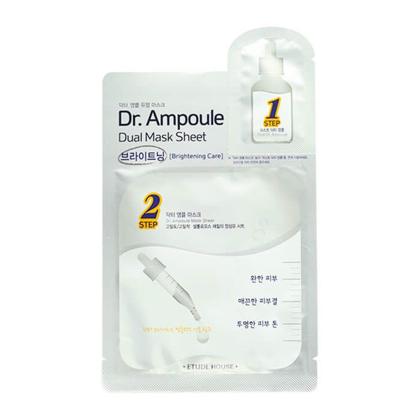 Осветляющая двухфазная маска для лица Dr.Ampoule Dual Mask Sheet Brightening Care, ETUDE HOUSE   24 мл/2 мл