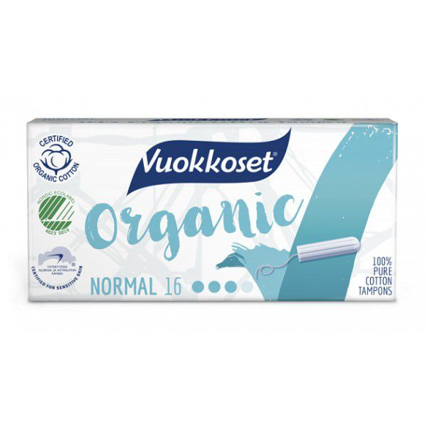 Тампоны женские гигиенические Organic Normal, VUОKKOSET Финляндия 16 шт