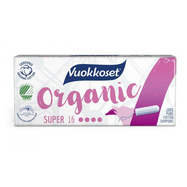 Тампоны женские гигиенические Organic Super, VUОKKOSET Финляндия 16 шт
