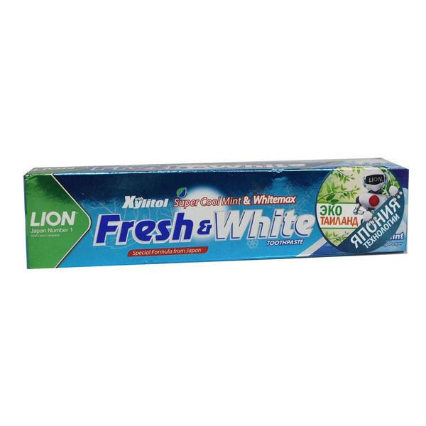 Зубная паста Мятная Прохлада Fresh & White Toothpaste Extra Cool Mint, LION 160 мл