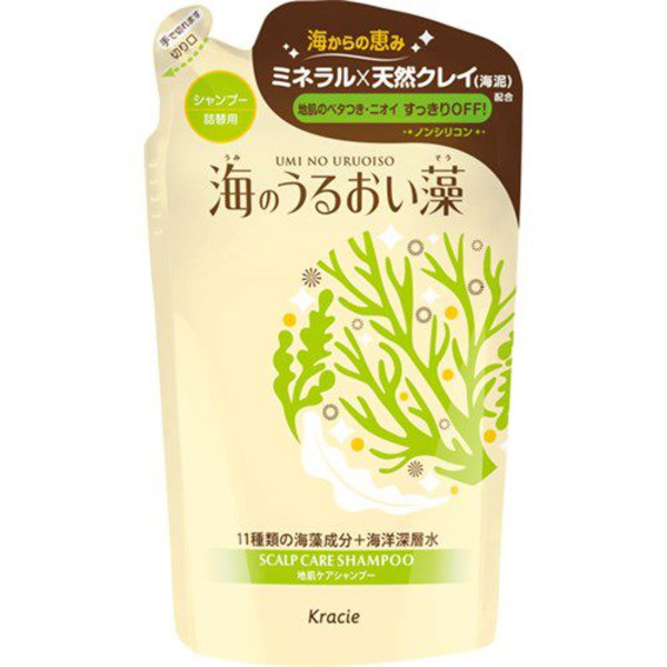 Шампунь для ухода за кожей головы с экстрактами морских водорослей Umi No Uruoiso Scalp Care Shampoo, KRACIE  420 мл (запаска)