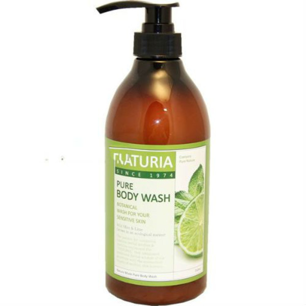 Гель для душа Naturia Pure Body Wash Wild Mint Lime для чувствительной кожи с экстрактами лайма и мяты, EVAS COSMETIC   750 мл