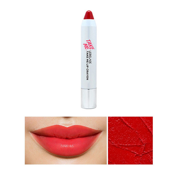 Помада-карандаш для губ Take me Lip Crayon, оттенок 08 Hot Kiss Red (красный поцелуй), LEBELAGE   3 г