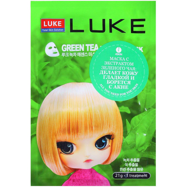 Тканевая маска для лица с экстрактом зеленого чая Luke Green Tea Essence Mask, HANWOONG   21 г