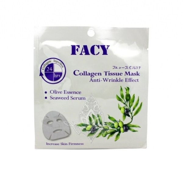Омолаживающая тканевая маска для лица с коллагеном и морскими водорослями Collagen Tissue Mask Anti-Wrinkle Effect, FACY  21 г
