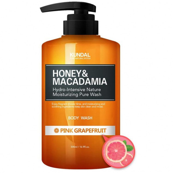 Гель для душа Сочный Грейпфрут Pure Natural System Honey & Macadamia Pink Grapefruit, KUNDAL   500 мл