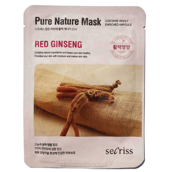 Маска для лица тканевая восстанавливающая Secriss Pure Nature Mask Pack Red Ginseng, ANSKIN   25 мл