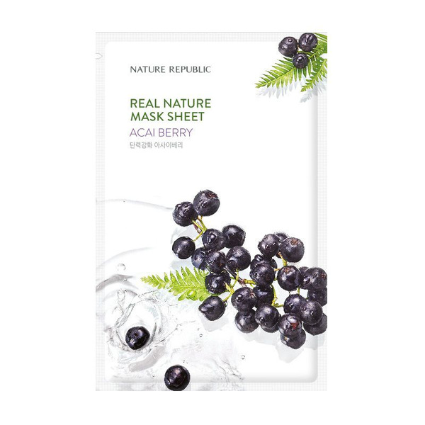Маска для лица листовая Асаи Real Nature Acai Berry Mask Sheet, NATURE REPUBLIC   23 г