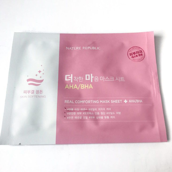 Маска тканевая для чувствительной кожи Real Comforting Mask Sheet AHA/BHA, NATURE REPUBLIC   24 г