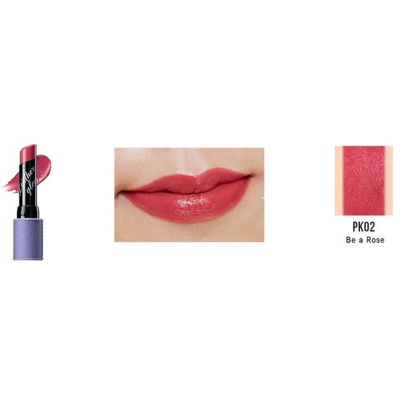 Помада для губ Kissholic Lipstick Leather Glow, оттенок PK02 Be A Rose, THE SAEM   3,7 г