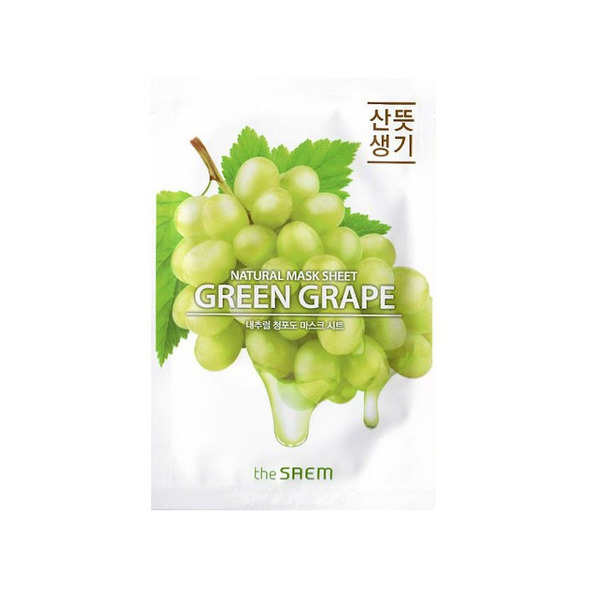 Маска тканевая с экстрактом винограда Natural Green Grape Mask Sheet, THE SAEM   21 мл