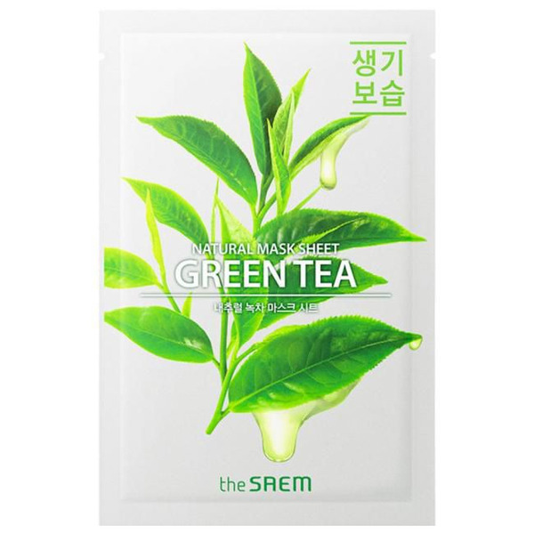 Маска тканевая с экстрактом зеленого чая Natural Green Tea Mask Sheet, THE SAEM   21 мл
