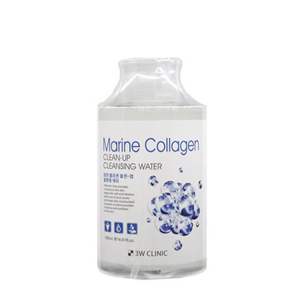 Очищающая вода для снятия макияжа с морским коллагеном для возрастной кожи Marine Collagen Clean-Up Cleansing Water, 3W CLINIC   500 мл