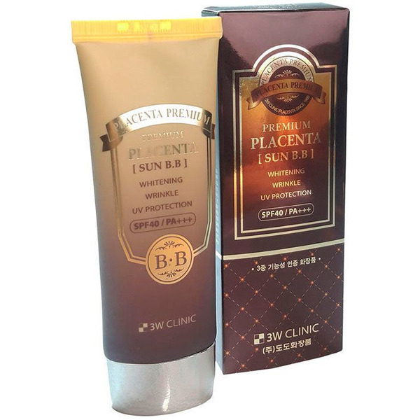 Омолаживающий ВВ-крем с экстрактом плаценты Premium Placenta Sun BB Cream SPF40/PA+++, 3W CLINIC   70 мл