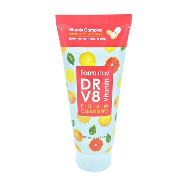 Пенка для умывания с витаминным комплексом DR-V8 Vitamin Foam Cleansing, FARMSTAY  100 мл