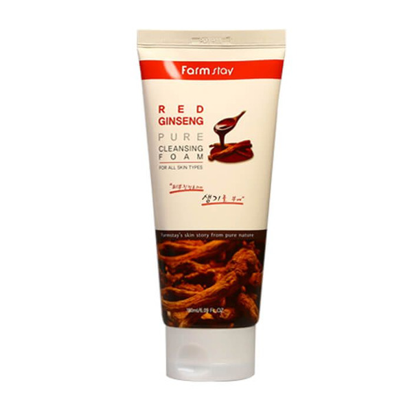 Омолаживающая пенка для умывания с экстрактом женьшеня Red Ginseng Pure Cleansing Foam, FARMSTAY   180 мл