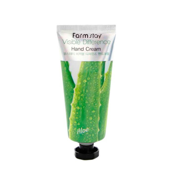 Успокаивающий крем для рук с экстрактом алоэ Visible Difference Hand Cream Aloe Vera, FARMSTAY   100 г