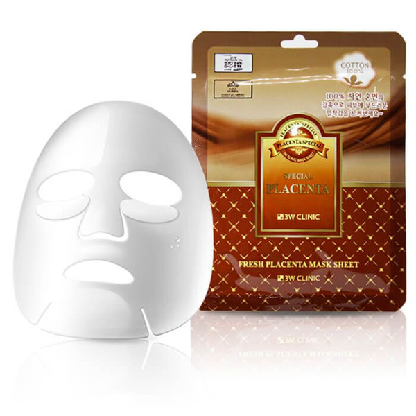Тканевая маска для лица ПЛАЦЕНТА Fresh Placenta Mask Sheet, 3W CLINIC