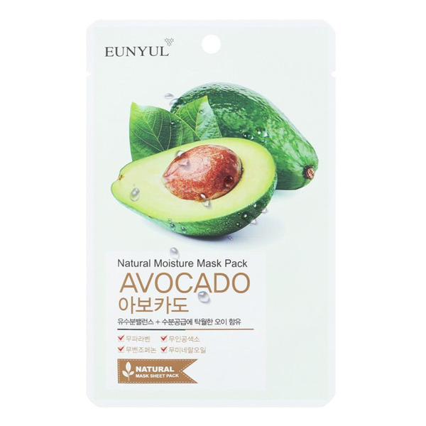 Маска тканевая с экстрактом авокадо Natural Moisture Mask Pack Avocado, EUNYUL   22 мл